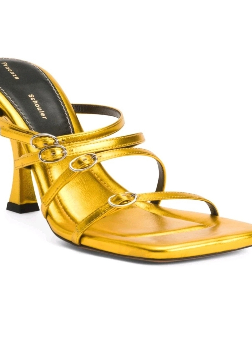 Proenza Schouler Gold Strappy High Heel Mules NWB Sizes 35.5, 36, 36.5, 37